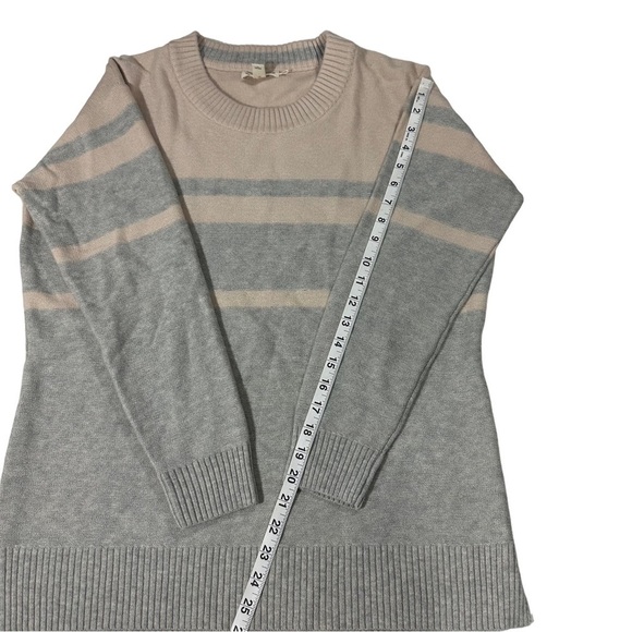 Toad & Co Plateau LS Crew Grey & Blush Striped Lambswool Nylon Mix Sweater Sz L - Picture 11 of 12
